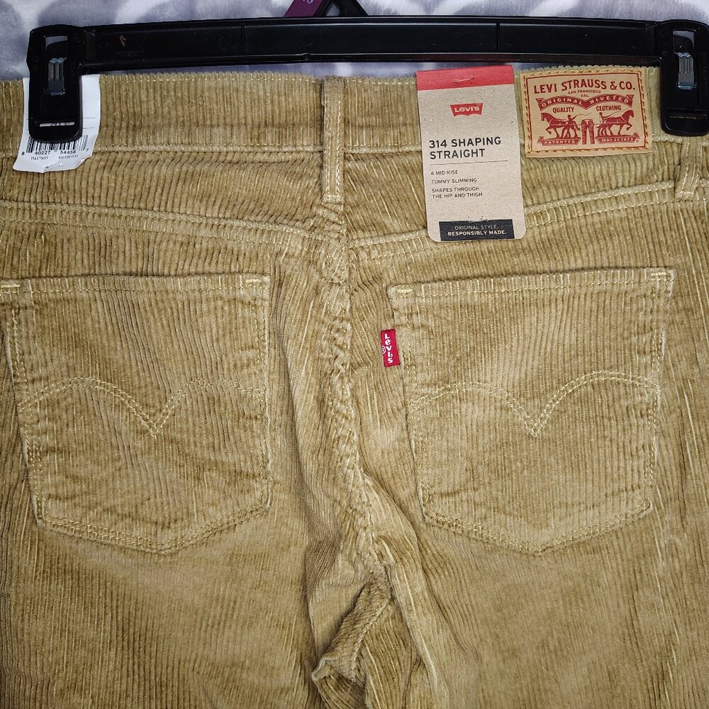NWT Levi Strauss Corduroy Pants Women's Sz 29x30 Gold 314 Shaping Straight